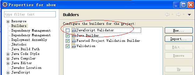 ���Eclipse��errors running builder ��javascript validator�� on project���й�����