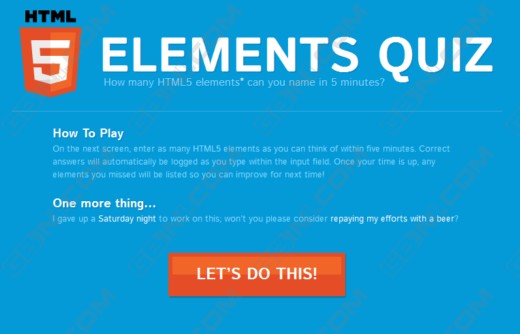 ����һ�����ߵ�HTML5Ԫ���������� : HTML5 Element Quiz