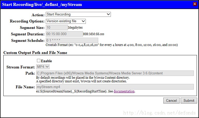 ʹ�� Wowza ����ֱ���� (HTTPLiveStreamRecord)