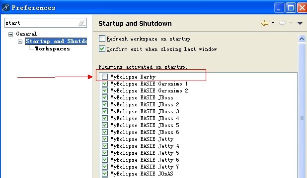 myeclipseȥ��Ĭ��������derby��Դ���ݿⷽ��