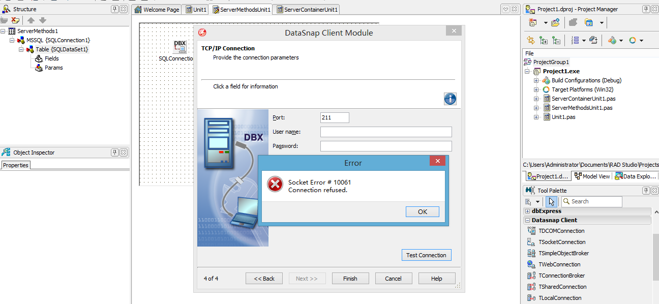 delphi Socket Error #10061 connection refused,����ô����