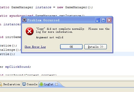 eclipse�� ��Copy" did not complete normally.�쳣������ԭ��