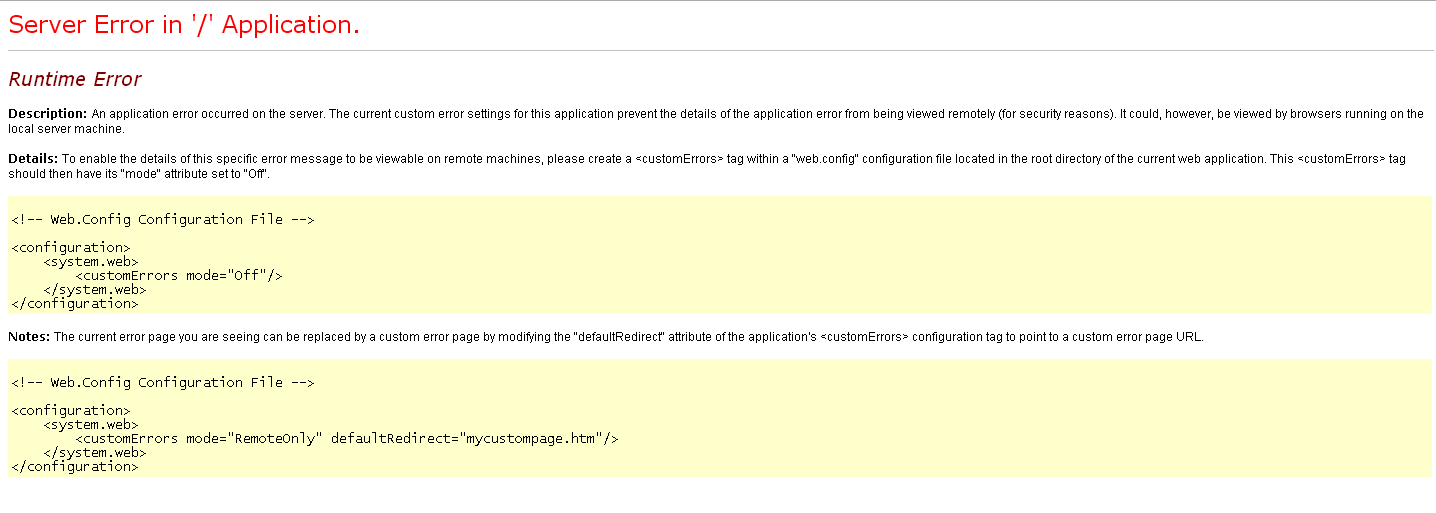 Server Error in '/' Application.     Runtime Error  й