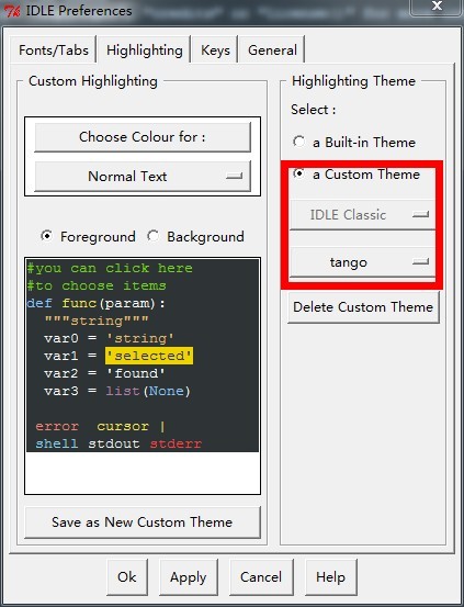 Python IDLE����ɫ������