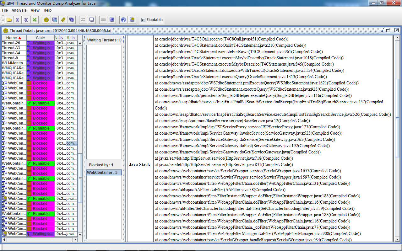 ��ȡjca����javacore�ļ�ʾ��