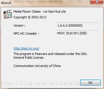 Media Player Classic - HC Դ������� �壺���ڶԻ��� ��CAboutDlg��