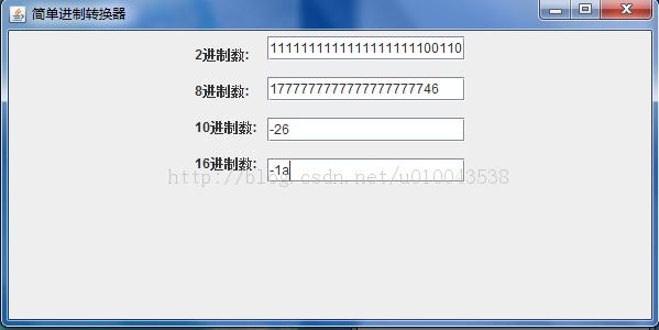 ��java����ʵ�ָ��ֽ��Ʊ任�������ƣ��˽��ƣ�ʮ���ƣ�ʮ�����ƻ�ת,��Ҫʹ��Java Swing������