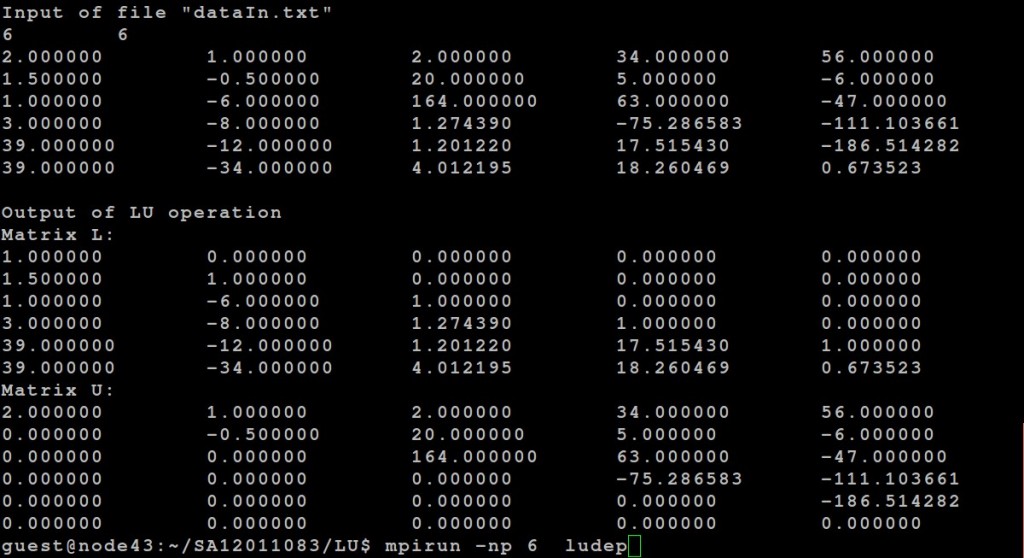 MPI ��OPENMP ��ϱ��  ʵ�־���LU�ֽ�