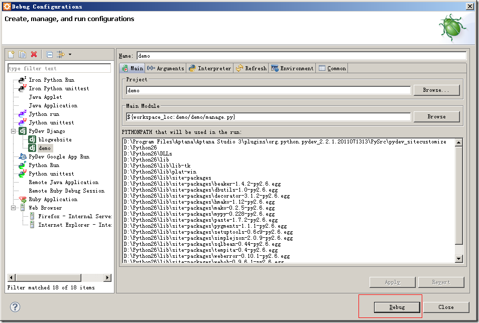����Aptana3+Django����blog��ʾ��