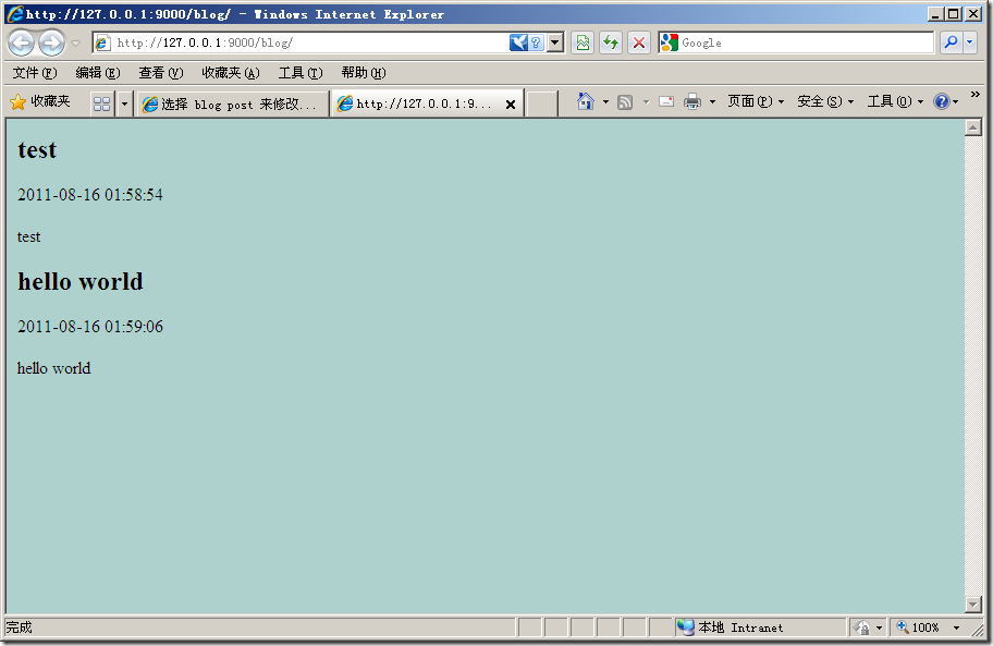 ����Aptana3+Django����blog��ʾ��
