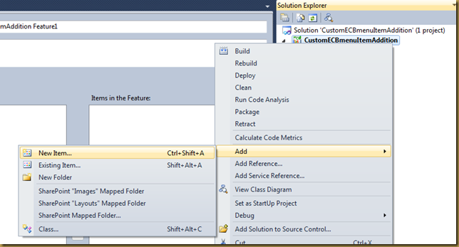 SharePoint2010 FeatureЧ�ܿ�������ΪSharePoint��ECB�˵����б�����ĵ��Ĳ����˵�������Զ���˵�����Ŀ