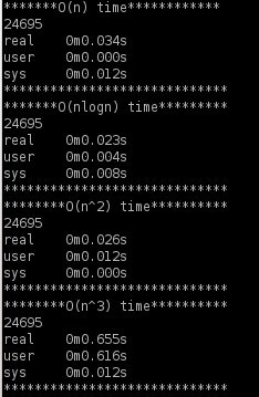 ʱ�临�Ӷȵ����������O(n)��O(nlogn)��O(n^2)��O(n^3)����Ӷκ�Ϊ��