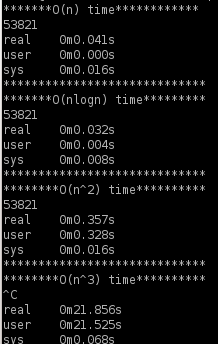 ʱ�临�Ӷȵ����������O(n)��O(nlogn)��O(n^2)��O(n^3)����Ӷκ�Ϊ��