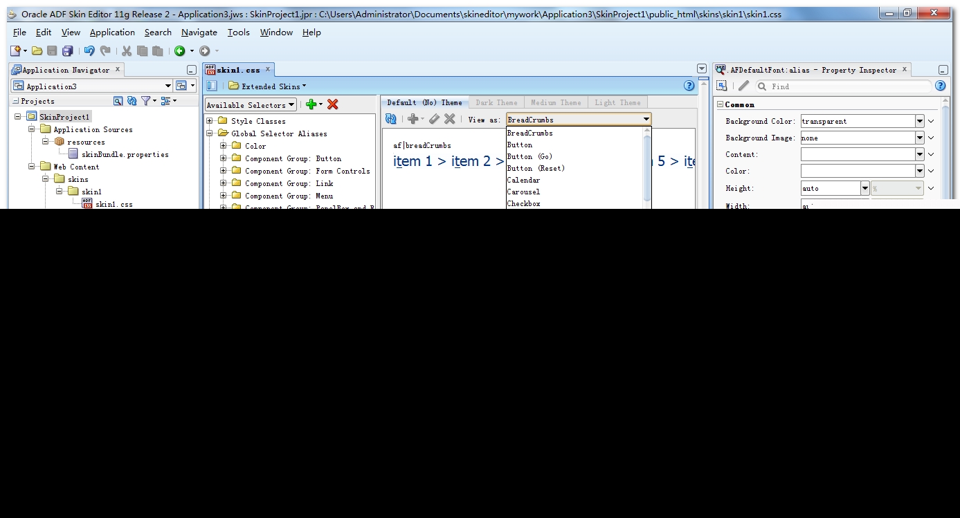 ADF ����Ĭ���������ʽ Skin Editor