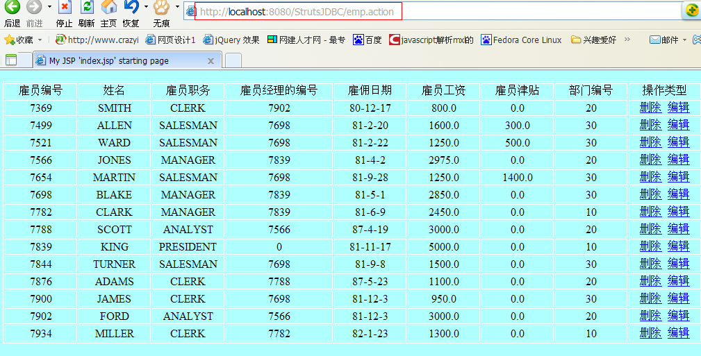 SSIĵ߲ -  1Struts2ʵͨJDBCCURD