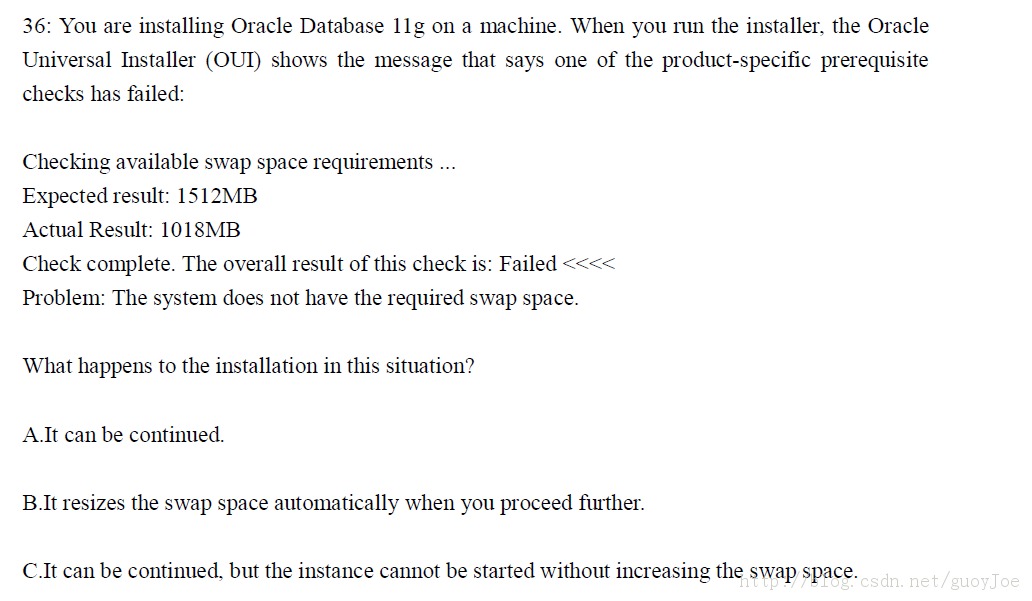 [ÿһ]  11gOCP 1z0-052 :2013-09-5   runInstaller oracle of  no  swap