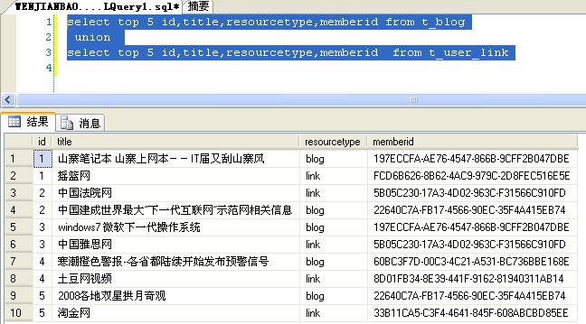 SQLUnionUnion all