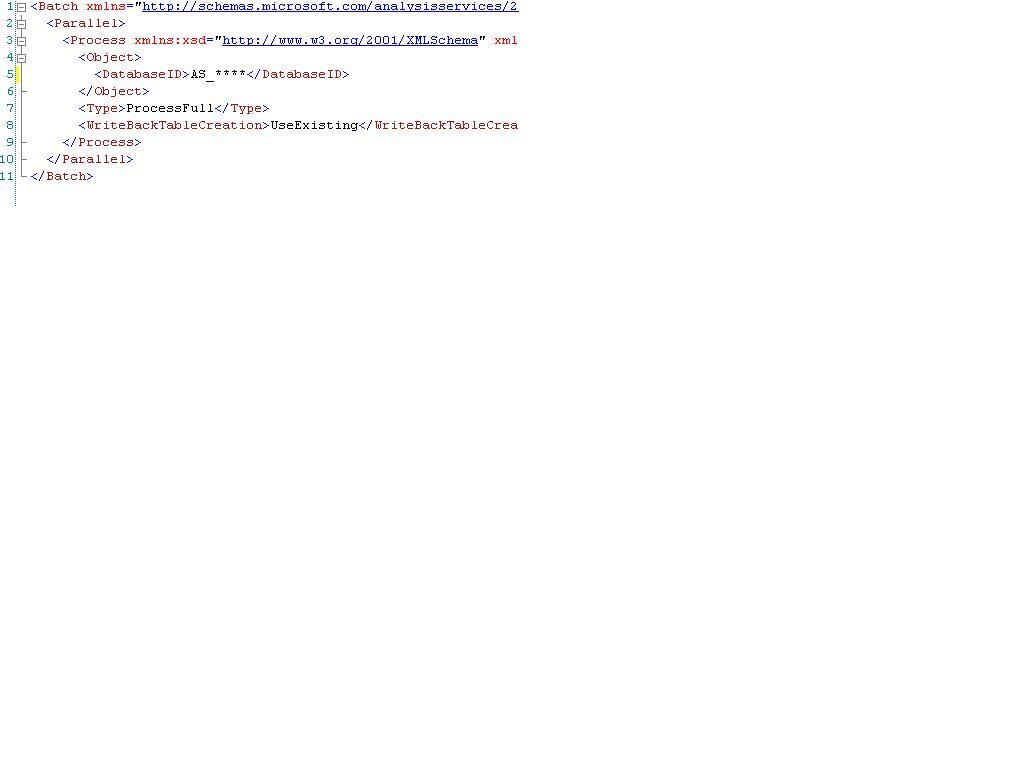 ��Sql Server�д�����ҵ��ÿ���Զ�����һ��Analysis Services��Ŀ����Ϊ���ݿ���øı䣩��XMLA����ʽӦ�����д