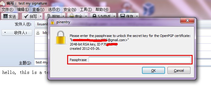 gpg4win+thunderbird+enigmail���ֵ����ʼ�ǩ�������