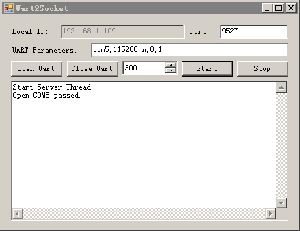 Uart2Socket:��PC�Ĵ�����Ϣͨ��WiFi���紫������׿Android�ֻ���