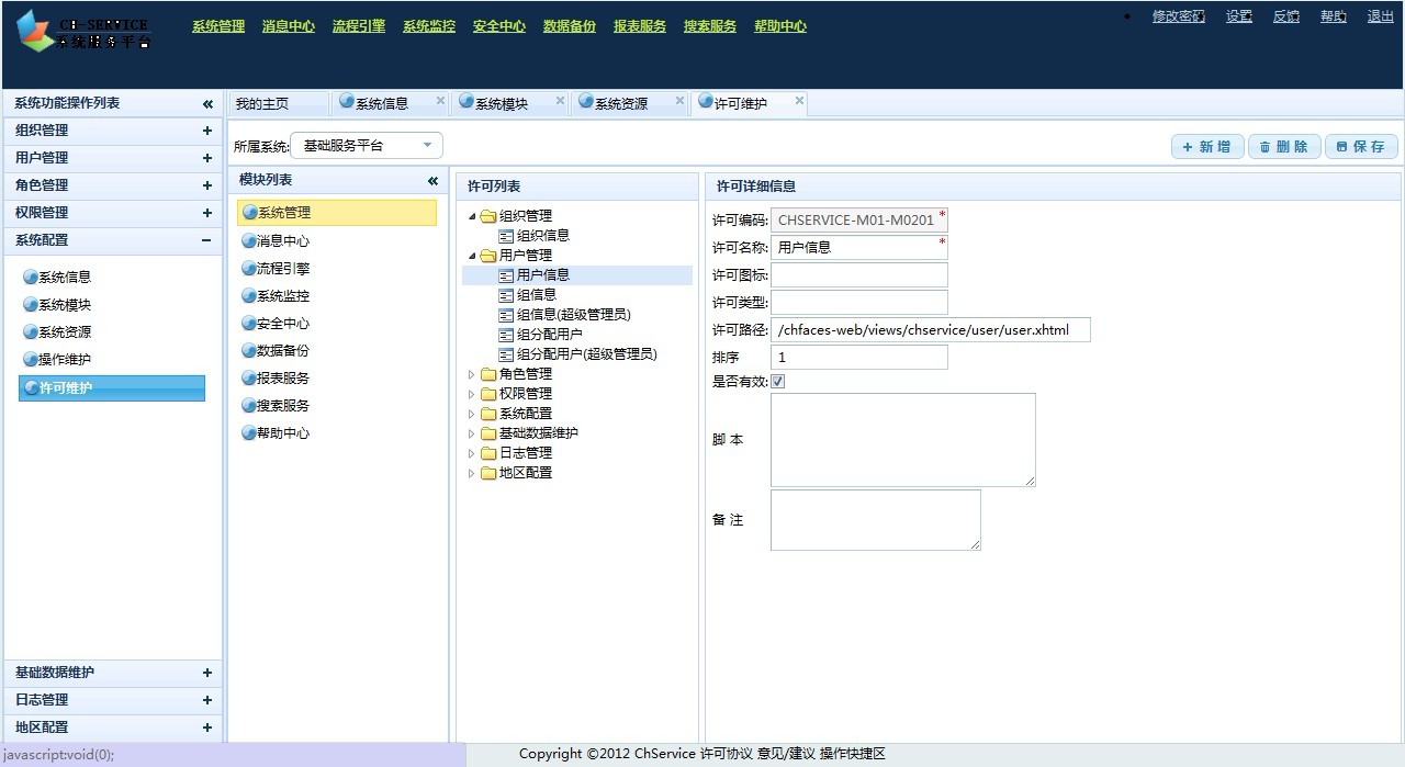 chservice ϵͳҳ��ʾ��